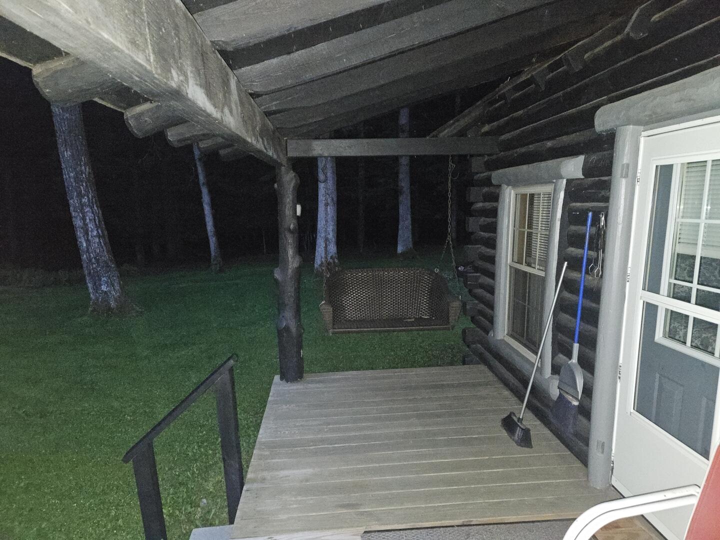 front porch at night