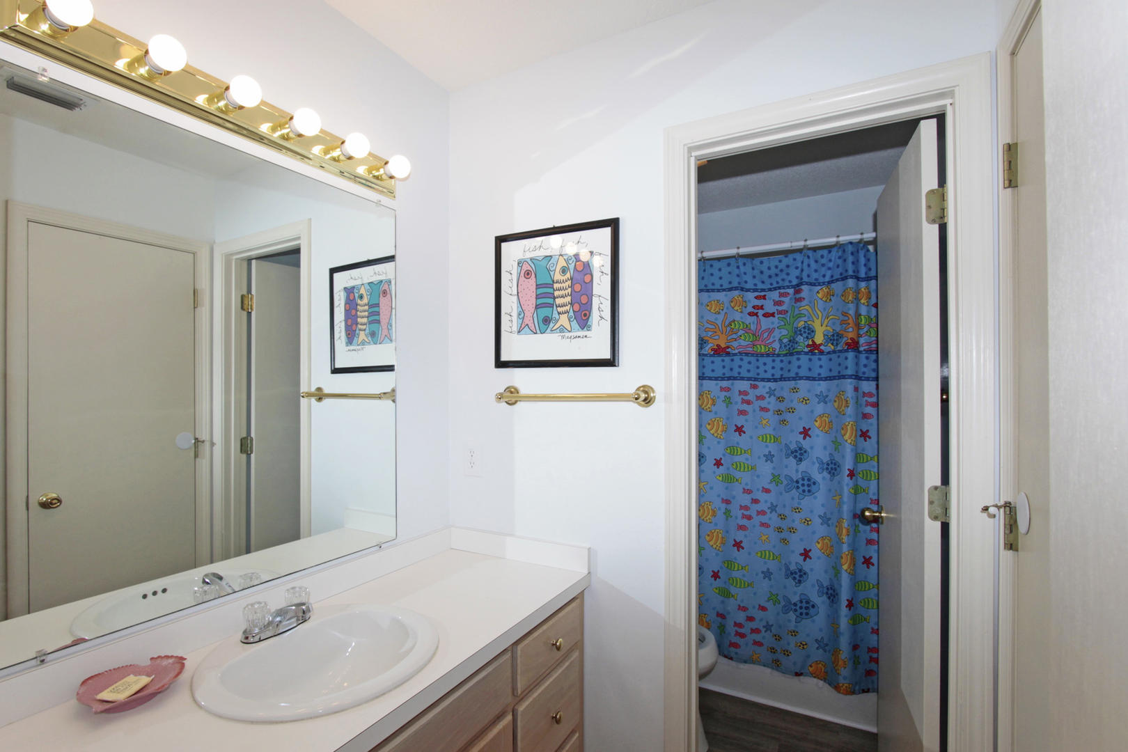 Hall bathroom (attaches to bedroom #2)