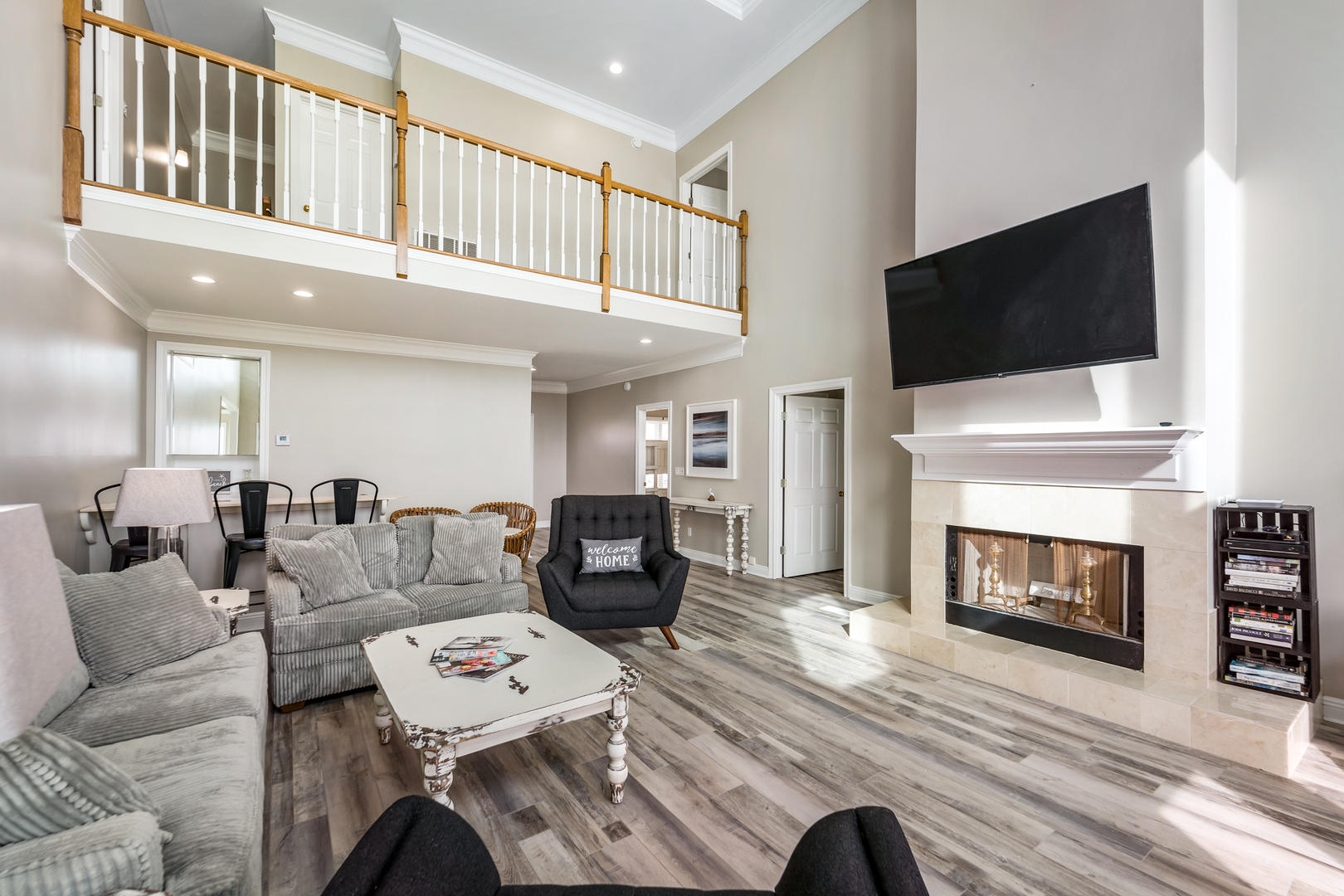Living Room Area with View of Loft