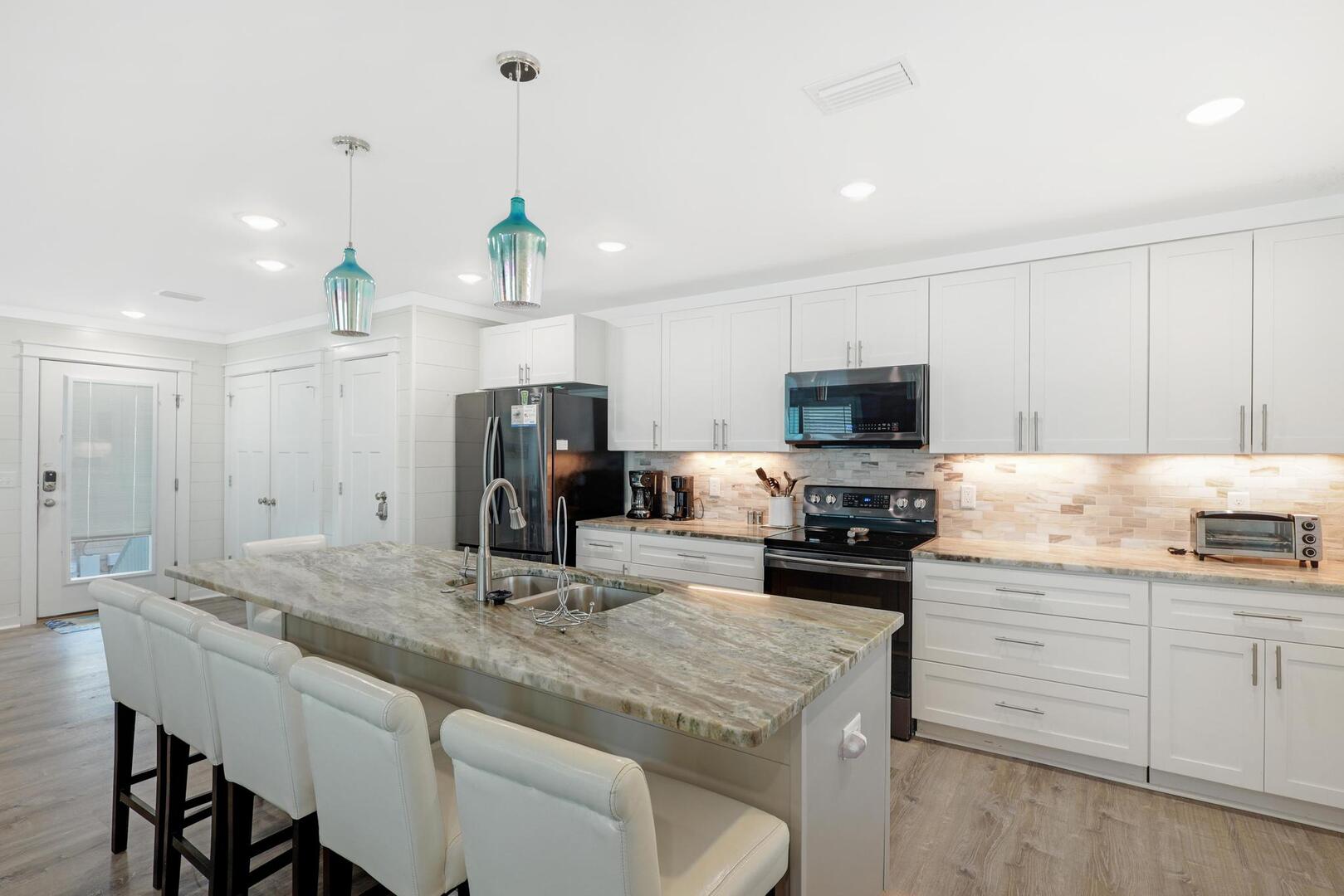 Fully Equipped kitchen with bar seating