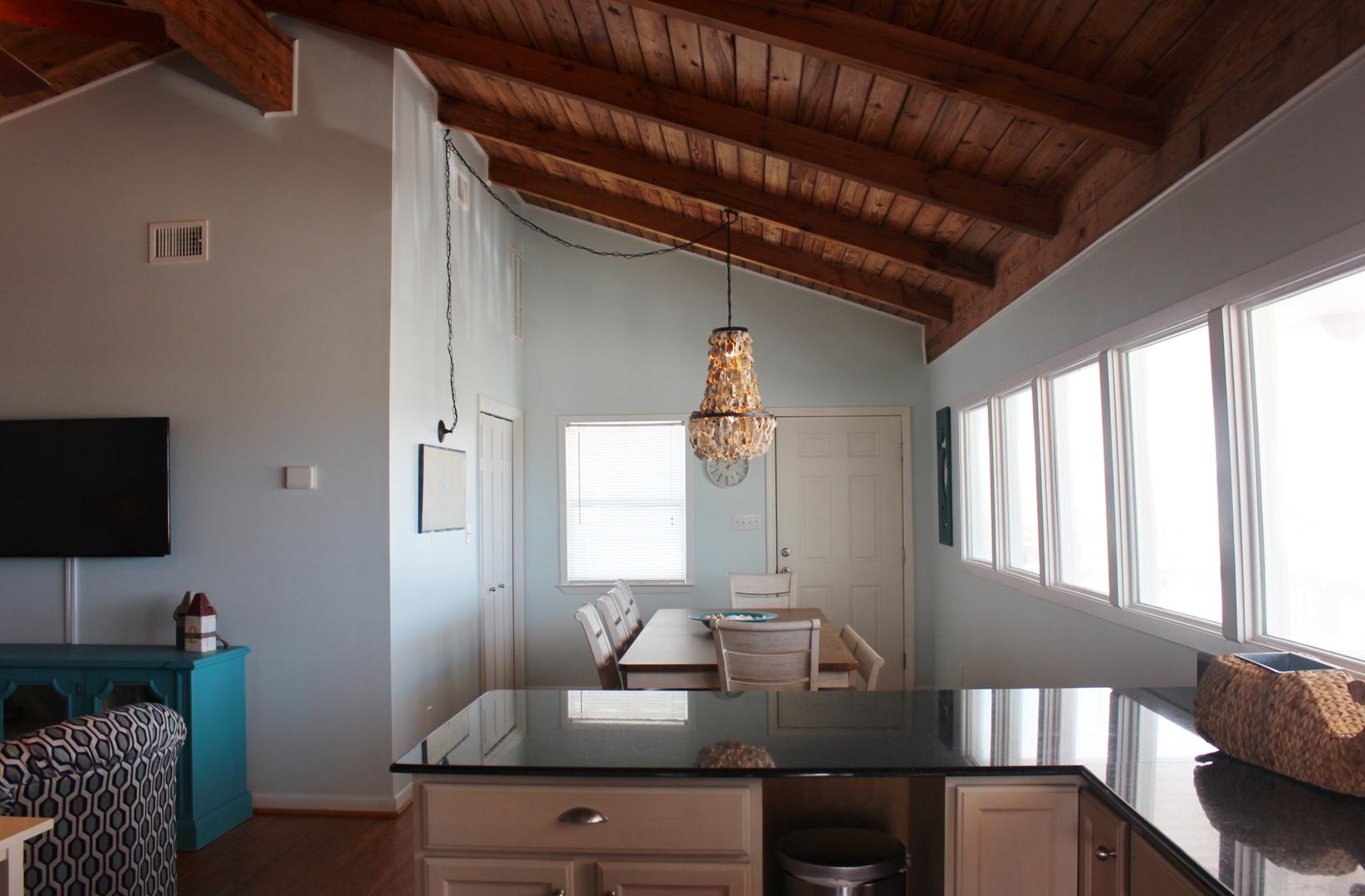 Large bar area at the kitchen