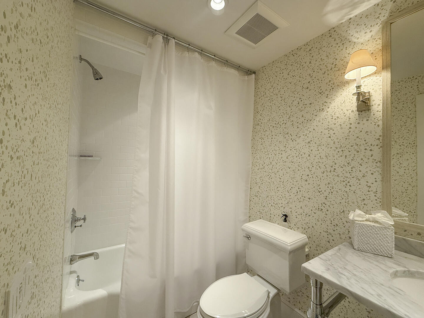 Hall Bath with Shower Tub Combo, First Floor