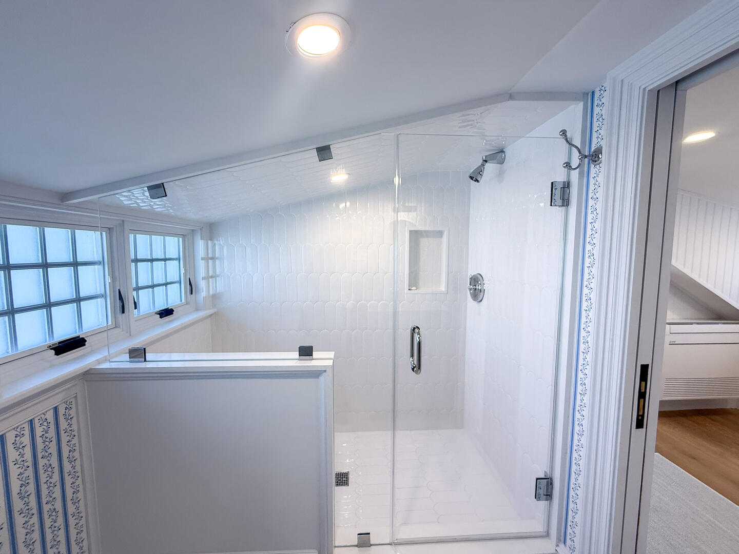 Hall Bath with Shower Stall, Second Floor (low ceiling)