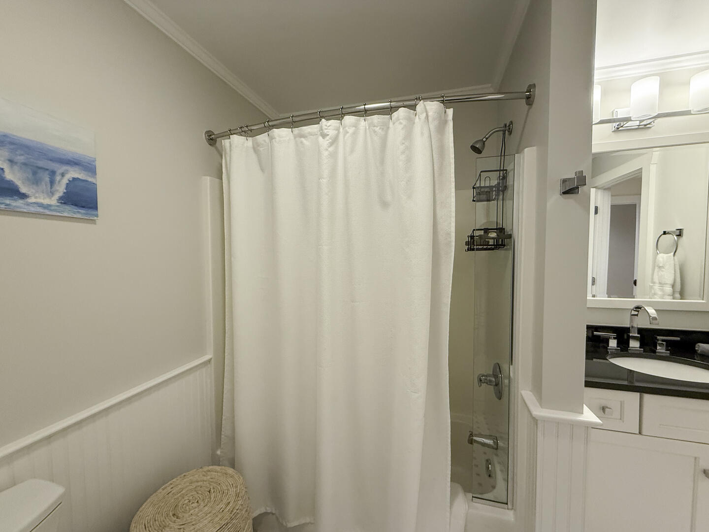 Hall Bath with Shower Tub Combo, Guest Apartment