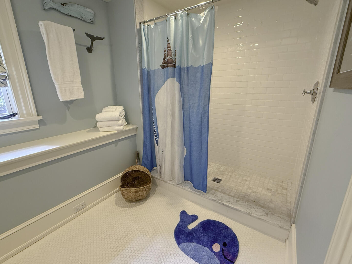 Hall Bath with Shower Stall, Lower Level