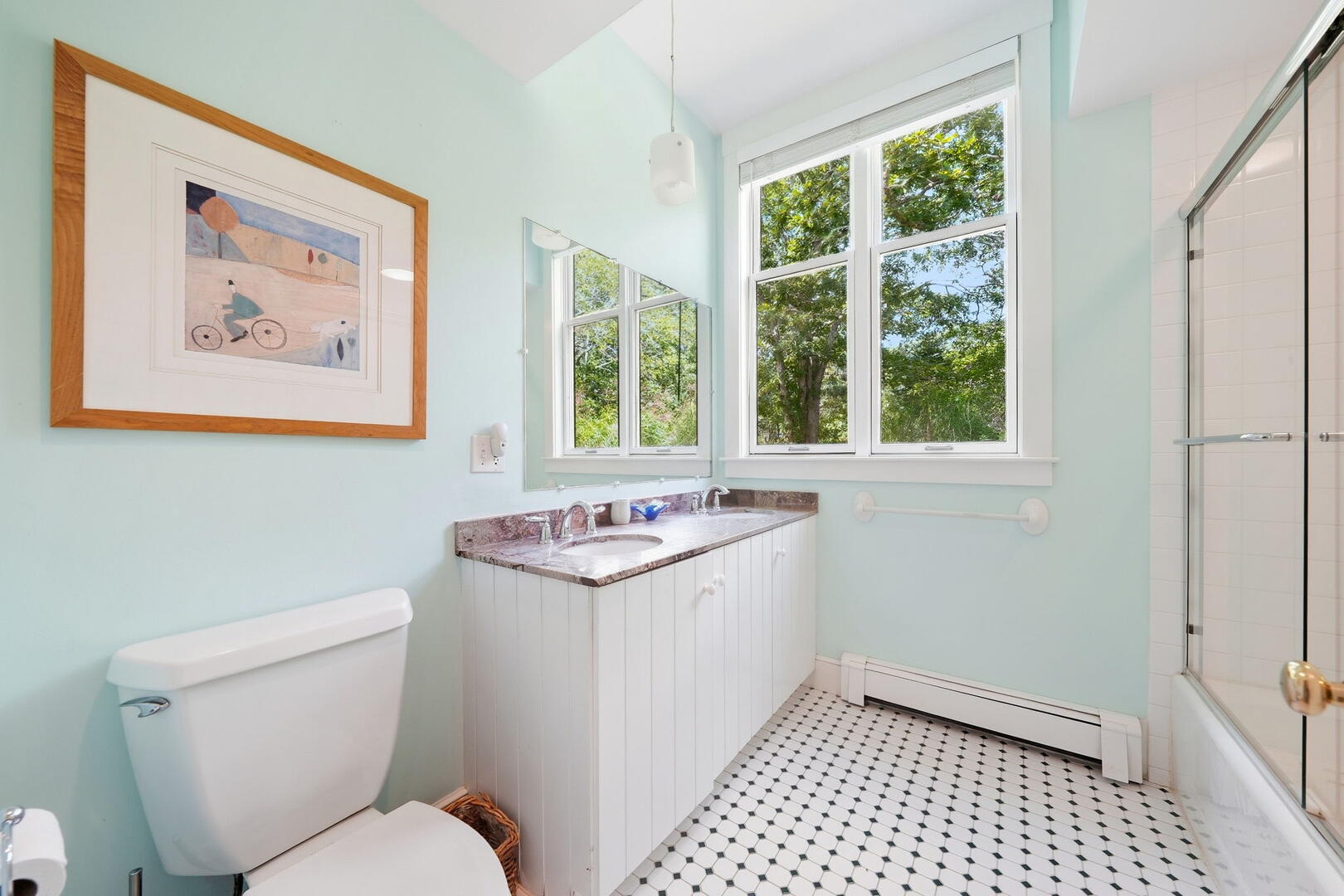 Hall Bath with a Shower Tub Combo, Main Level
