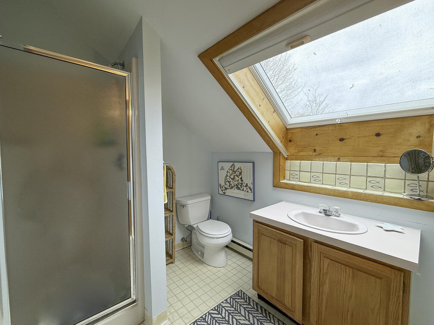 Hall Bath with Shower Stall, Second Floor