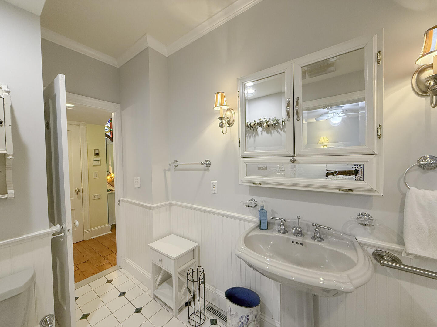 BR1 Adjoining/Hall Bath with a Claw Foot Tub and Hand Held Shower, First Floor