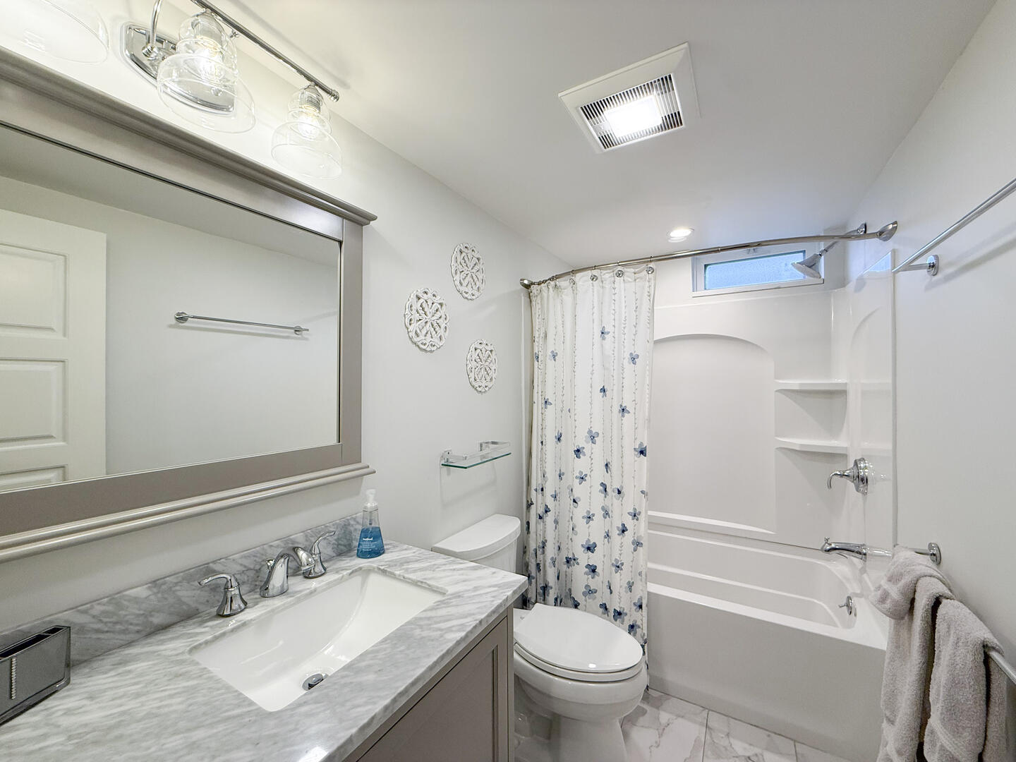 Hall Bath with a Shower Tub Combo, Lower Leve