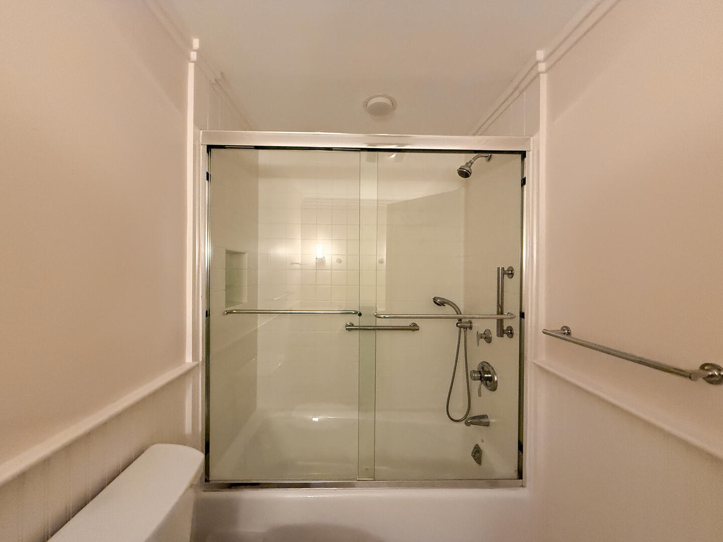 Hall Bath with a Shower Tub Combo, Lower Level