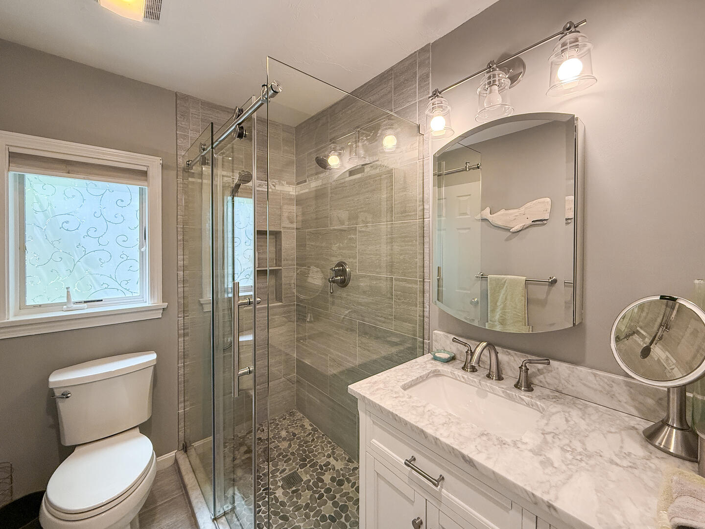 Hall Bath with a Shower Stall, First Floor
