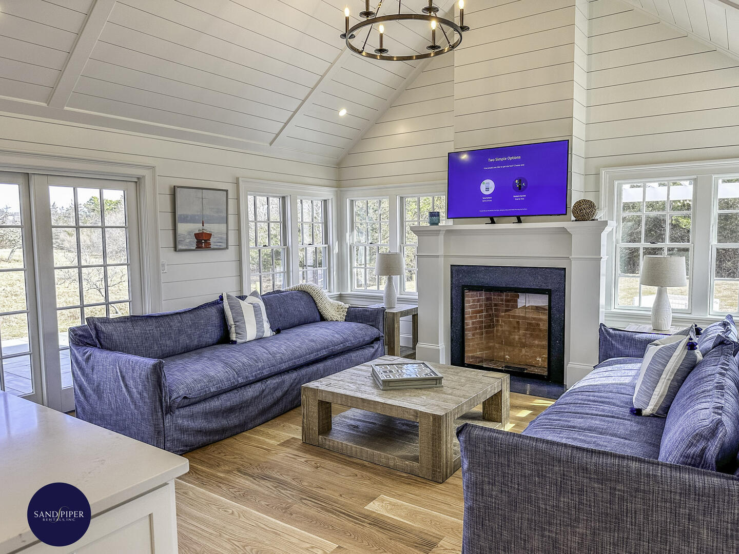 Additional Living Room with Oversize Sofas, Gas Fireplace and Television
