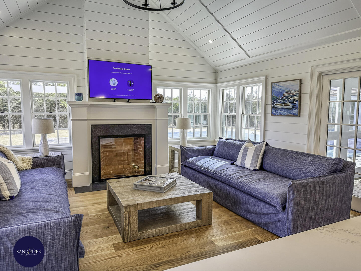 Additional Living Room with Oversize Sofas, Gas Fireplace and Television