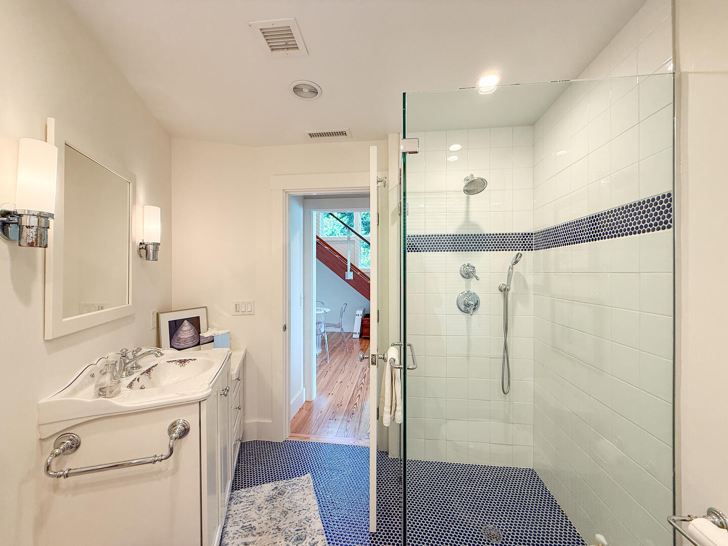 Hall Bath with a Shower Stall, Main Level
