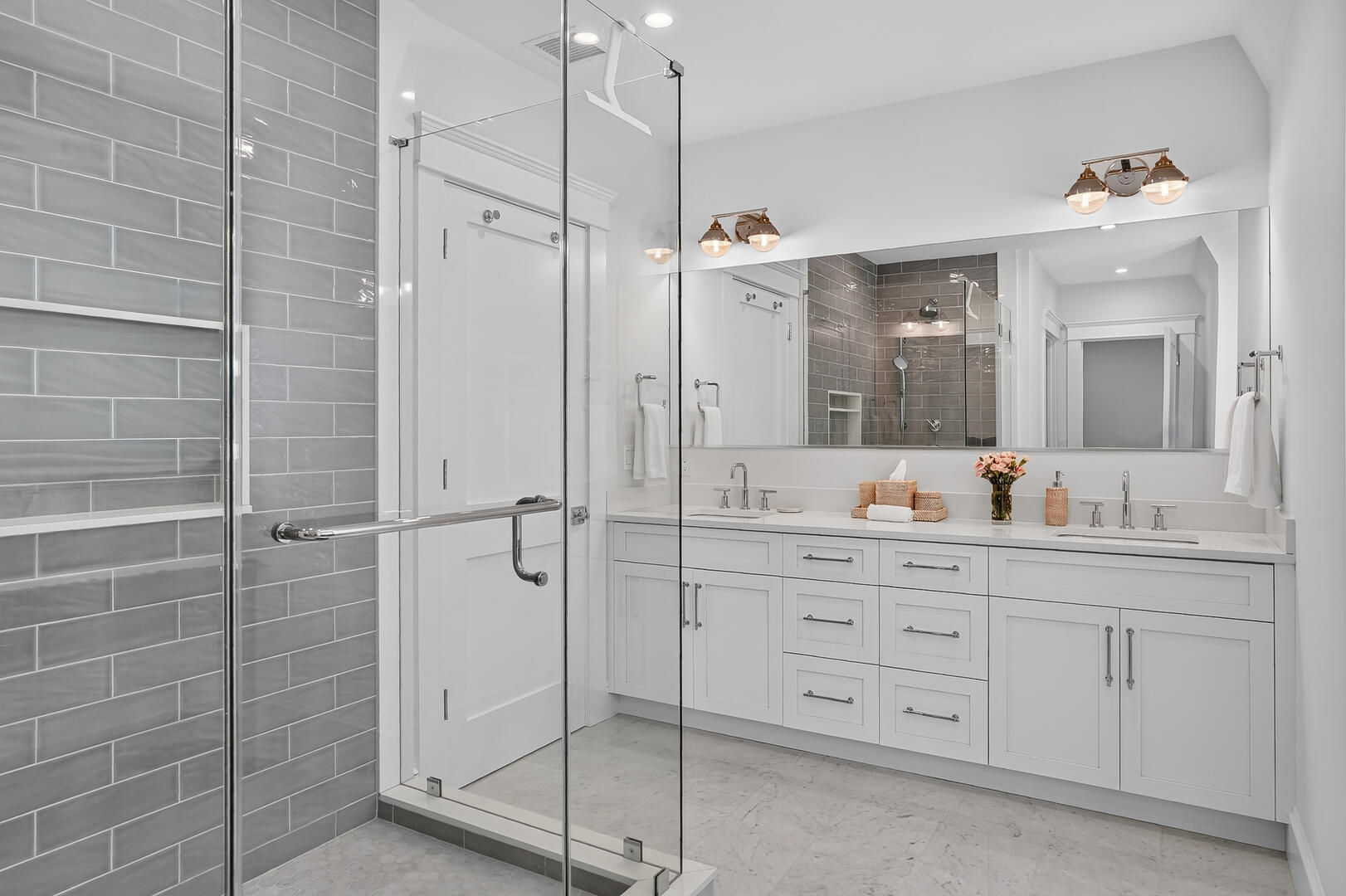 Adjoining Bath for BR3 and BR4 with a Shower Stall, Second Floor