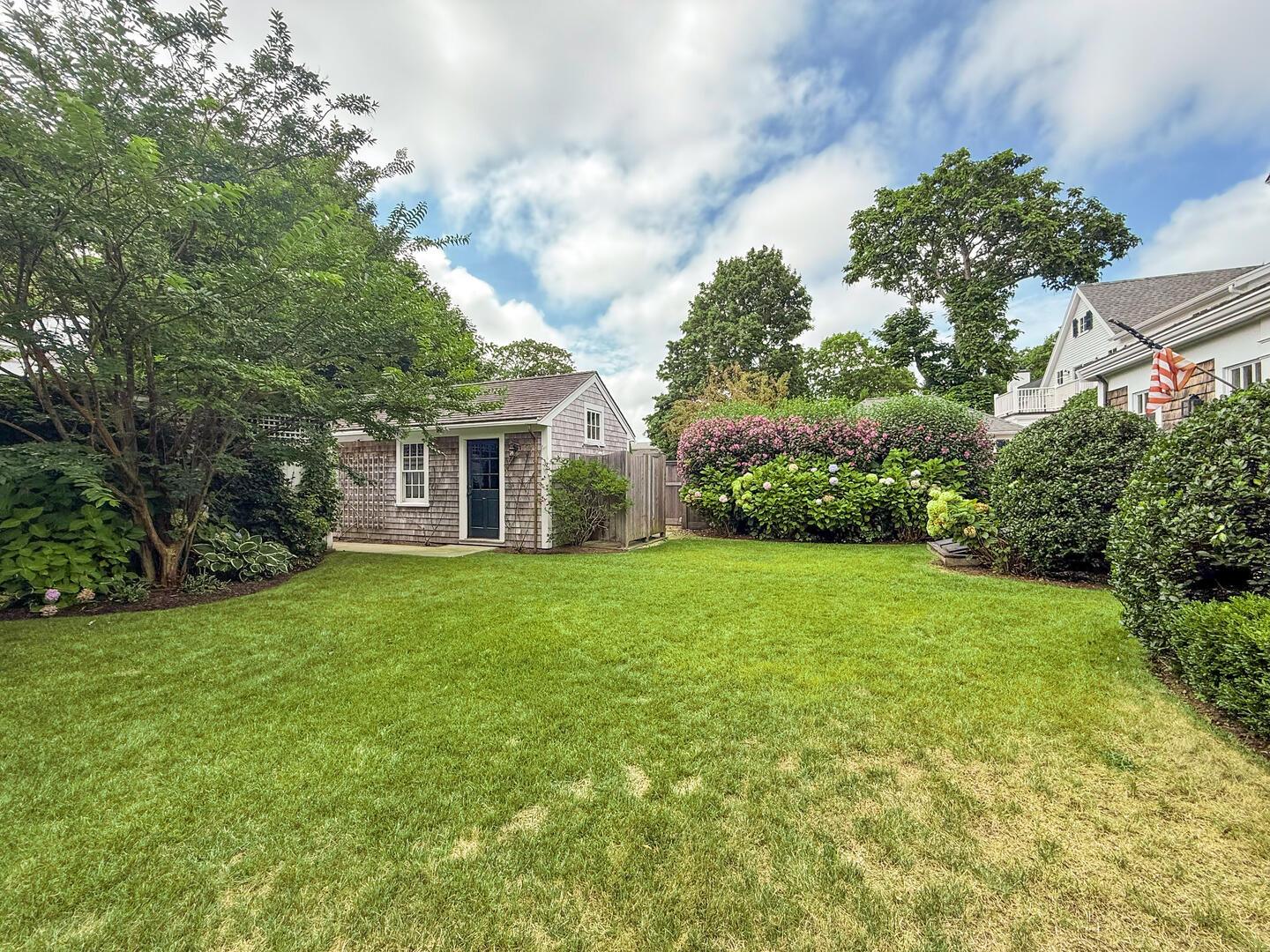 Backyard with an Enclosed Outdoor Shower