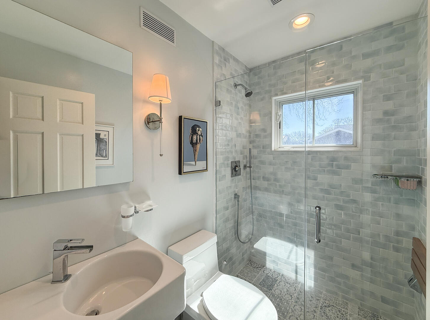 Hall Bath with a Shower Stall, First Floor