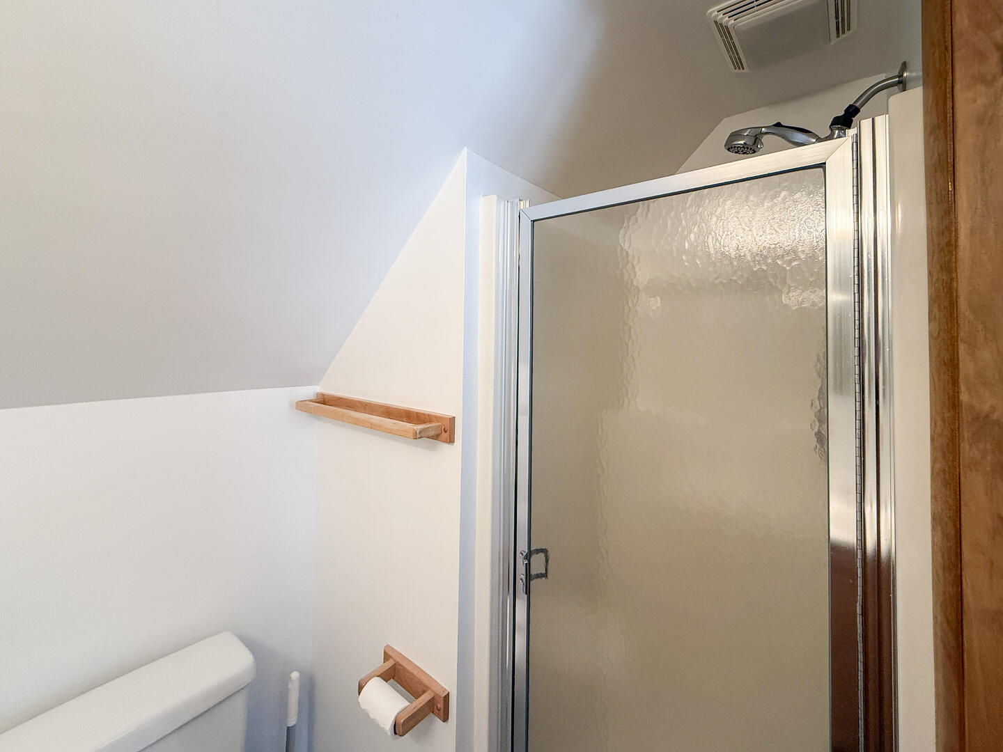 Hall Bath with a Shower Stall, Garage Apartment