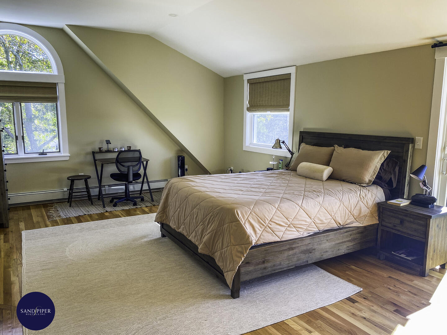 Main House - BR1, Pair of Ensuite Baths and Sitting Area with Television, Doors to Deck, Second Floor