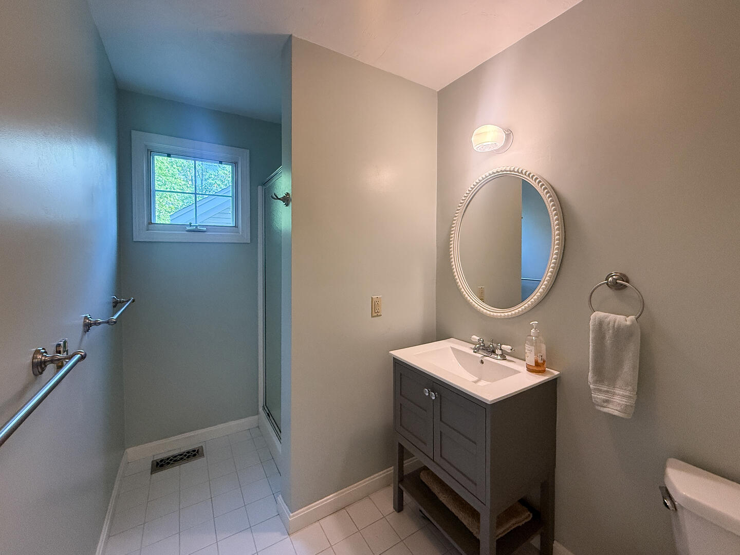 Hall Bath with a Shower Stall, First Floor