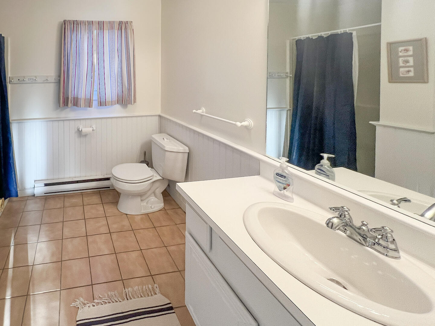 Hall Bath with Shower Stall and Laundry, First Floor