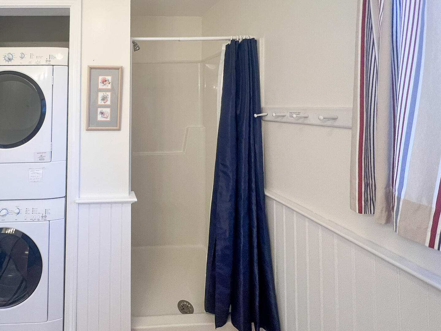Hall Bath with Shower Stall and Laundry, First Floor