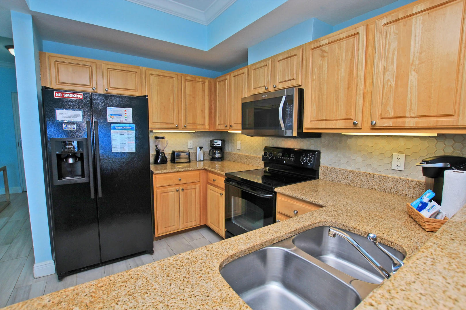 Granite Counter Tops and Black Appliances