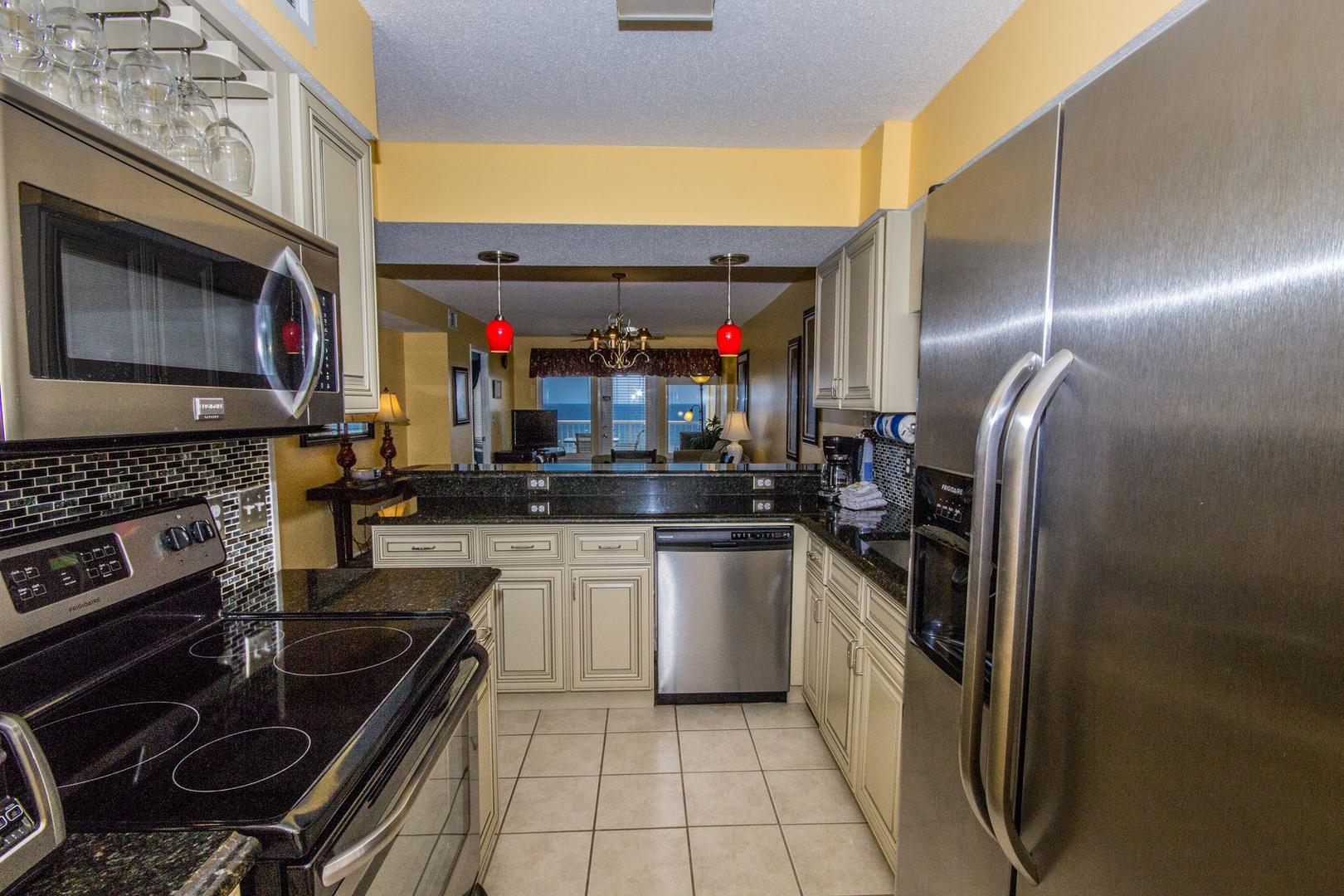 Large Upgraded Kitchen with Beach Views